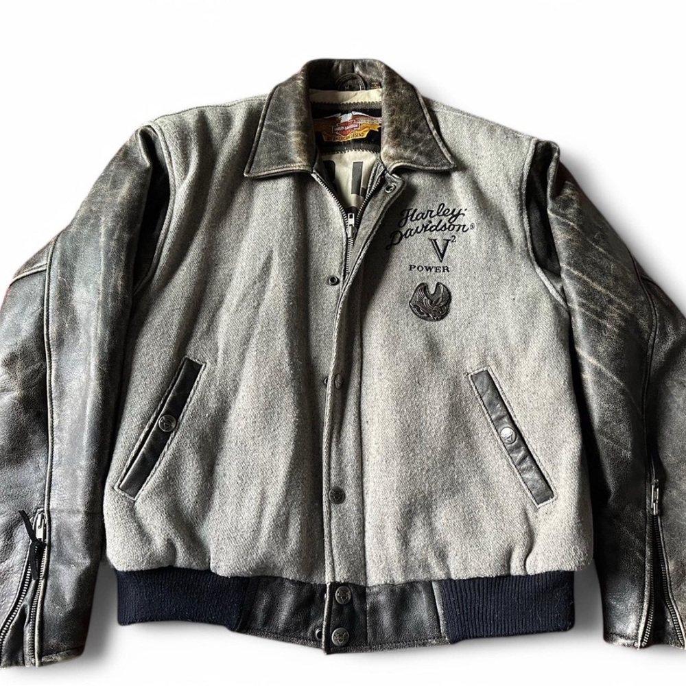 Harley-Davidson Gray and Black Bomber Jacket